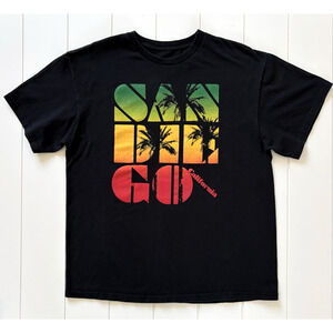 San Diego California Palm Tree Sunset Graphic T-Shirt Black Tee